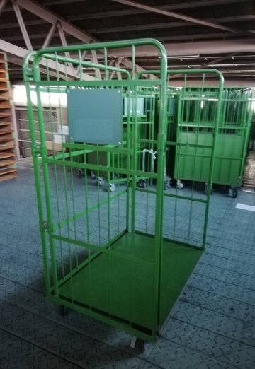 950～1000×800×1700 床スチールカゴ台車 グリーン 現在の在庫：6台